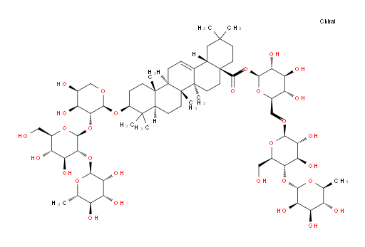 O-6-Deoxy-α-L-mannopyranosyl-(1→4)-O-β-D-glucopyranosyl-(1→6)-β-D-glucopyranosyl (3β)-3-[(O-6-deoxy-α-L-mannopyranosyl-(1→2)-O-β-D-glucopyranosyl-(1→2)-α-L-arabinopyranosyl)oxy]olean-12-en-28-oate (ACI)