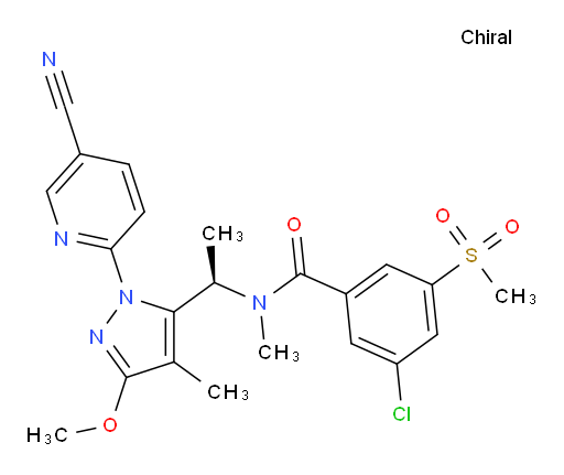 (R)-3-chloro-N-(1-(1-(5-cyanopyridin-2-yl)-3-methoxy-4-methyl-1H-pyrazol-5-yl)ethyl)-N-methyl-5-(methylsulfonyl)benzamide