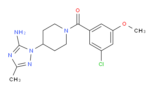 (4-(5-amino-3-methyl-1H-1,2,4-triazol-1-yl)piperidin-1-yl)(3-chloro-5-methoxyphenyl)methanone