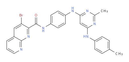 3-bromo-N-(4-((2-methyl-6-(p-tolylamino)pyrimidin-4-yl)amino)phenyl)-1,8-naphthyridine-2-carboxamide