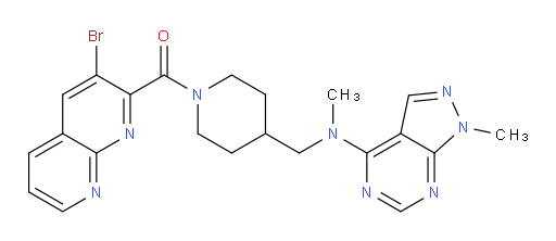 (3-bromo-1,8-naphthyridin-2-yl)(4-((methyl(1-methyl-1H-pyrazolo[3,4-d]pyrimidin-4-yl)amino)methyl)piperidin-1-yl)methanone
