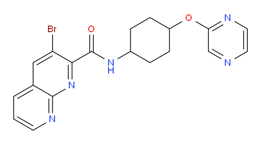 3-bromo-N-(4-(pyrazin-2-yloxy)cyclohexyl)-1,8-naphthyridine-2-carboxamide