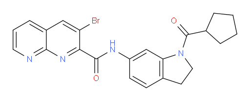 3-bromo-N-(1-(cyclopentanecarbonyl)indolin-6-yl)-1,8-naphthyridine-2-carboxamide