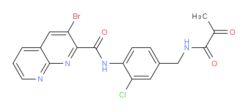 3-bromo-N-(2-chloro-4-((2-oxopropanamido)methyl)phenyl)-1,8-naphthyridine-2-carboxamide
