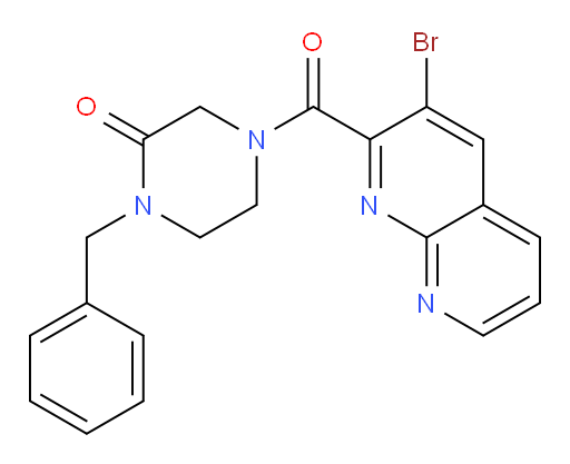1-benzyl-4-(3-bromo-1,8-naphthyridine-2-carbonyl)piperazin-2-one