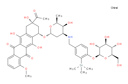 (8S,10S)-8-acetyl-6,8,11-trihydroxy-10-(((2R,4S,5S,6S)-5-hydroxy-6-methyl-4-((4-(((2S,3R,4S,5S,6R)-3,4,5-trihydroxy-6-(hydroxymethyl)tetrahydro-2H-pyran-2-yl)oxy)-3-(trimethylstannyl)benzyl)amino)tetrahydro-2H-pyran-2-yl)oxy)-1-methoxy-7,8,9,10-tetrahydrotetracene-5,12-dione