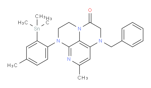 1-benzyl-8-methyl-6-(4-methyl-2-(trimethylstannyl)phenyl)-1,2,5,6-tetrahydro-1,3a,6,7-tetraazaphenalen-3(4H)-one