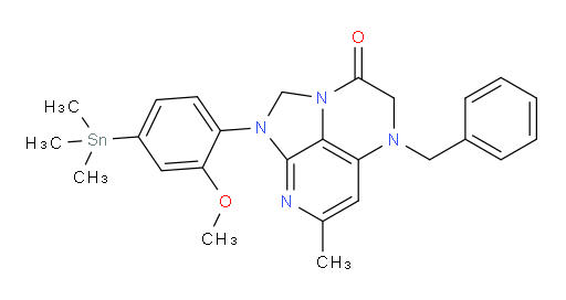 5-benzyl-1-(2-methoxy-4-(trimethylstannyl)phenyl)-7-methyl-4,5-dihydro-1H-1,2a,5,8-tetraazaacenaphthylen-3(2H)-one