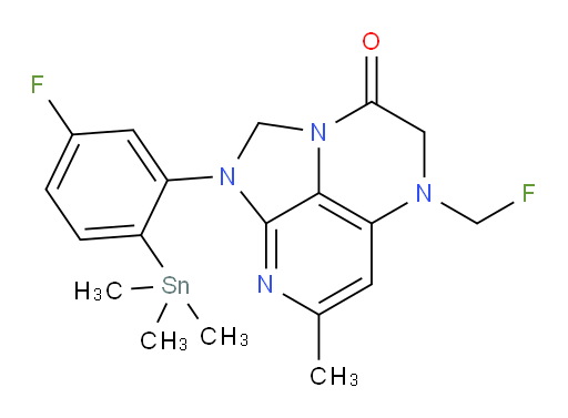1-(5-fluoro-2-(trimethylstannyl)phenyl)-5-(fluoromethyl)-7-methyl-4,5-dihydro-1H-1,2a,5,8-tetraazaacenaphthylen-3(2H)-one