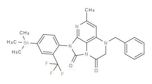 5-benzyl-7-methyl-1-(2-(trifluoromethyl)-4-(trimethylstannyl)phenyl)-4,5-dihydro-1H-1,2a,5,8-tetraazaacenaphthylene-2,3-dione