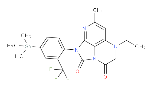 5-ethyl-7-methyl-1-(2-(trifluoromethyl)-4-(trimethylstannyl)phenyl)-4,5-dihydro-1H-1,2a,5,8-tetraazaacenaphthylene-2,3-dione