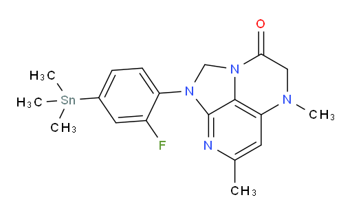 1-(2-fluoro-4-(trimethylstannyl)phenyl)-5,7-dimethyl-4,5-dihydro-1H-1,2a,5,8-tetraazaacenaphthylen-3(2H)-one