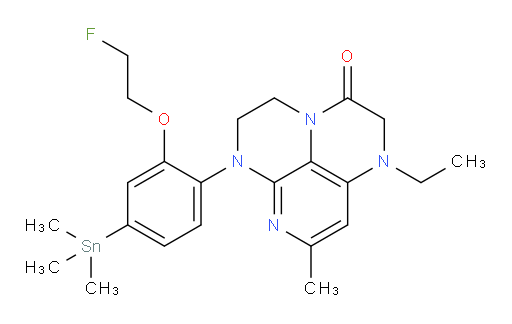 1-ethyl-6-(2-(2-fluoroethoxy)-4-(trimethylstannyl)phenyl)-8-methyl-1,2,5,6-tetrahydro-1,3a,6,7-tetraazaphenalen-3(4H)-one