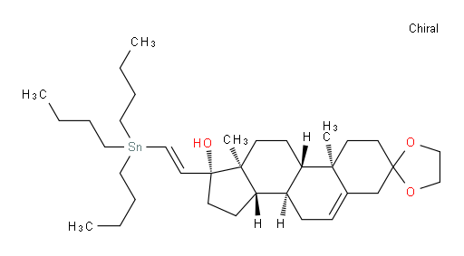 (8R,9S,10R,13S,14S,17R)-10,13-dimethyl-17-((E)-2-(tributylstannyl)vinyl)-1,2,4,7,8,9,10,11,12,13,14,15,16,17-tetradecahydrospiro[cyclopenta[a]phenanthrene-3,2'-[1,3]dioxolan]-17-ol