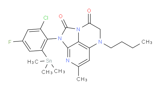 5-butyl-1-(2-chloro-4-fluoro-6-(trimethylstannyl)phenyl)-7-methyl-4,5-dihydro-1H-1,2a,5,8-tetraazaacenaphthylene-2,3-dione