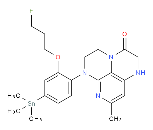 6-(2-(3-fluoropropoxy)-4-(trimethylstannyl)phenyl)-8-methyl-1,2,5,6-tetrahydro-1,3a,6,7-tetraazaphenalen-3(4H)-one