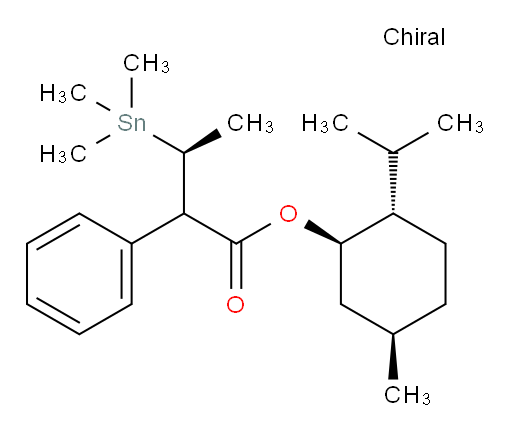 (3S)-(1R,2S,5R)-2-异丙基-5-甲基环己基 2-苯基-3-(三甲基锡基)丁酸酯