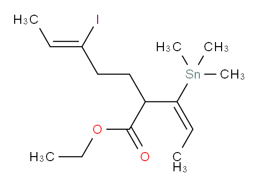 (Z)-ethyl 5-iodo-2-((E)-1-(trimethylstannyl)prop-1-en-1-yl)hept-5-enoate