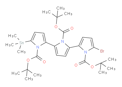 三-叔丁基 5-溴-5''-(三甲基锡基)-1H,1'H,1''H-[2,2':5',2''-ter吡咯]-1,1',1''-三甲酸酯