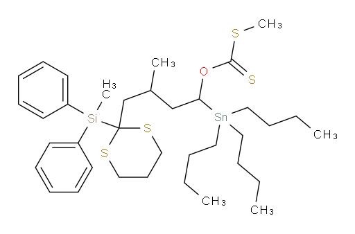 S-甲基 O-(3-甲基-4-(2-(甲基二苯基硅烷基)-1,3-二硫杂环己烷-2-基)-1-(三丁基锡基)丁基) 二硫代甲酸酯