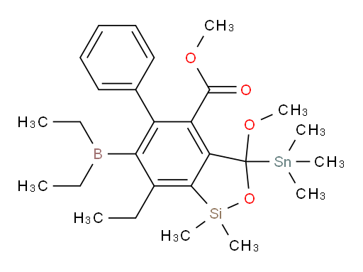 甲基 6-(二乙基boryl)-7-乙基-3-甲氧基-1,1-二甲基-5-苯基-3-(三甲基锡基)-1,3-二氢苯并[c][1,2]氧杂硅杂环戊烯-4-甲酸酯