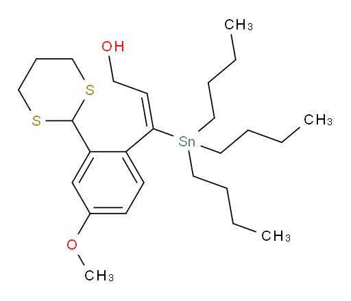 (E)-3-(2-(1,3-二硫杂环己烷-2-基)-4-甲氧基苯基)-3-(三丁基锡基)丙-2-烯-1-醇