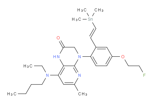 (E)-8-(丁基(乙基)氨基)-4-(4-(2-氟乙氧基)-2-(2-(三甲基锡基)乙烯基)苯基)-6-甲基-3,4-二氢吡啶并[2,3-b]吡嗪-2(1H)-酮