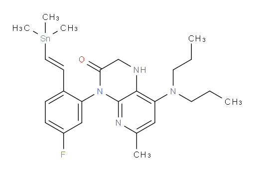(E)-8-(二丙基氨基)-4-(5-氟-2-(2-(三甲基锡基)乙烯基)苯基)-6-甲基-1,2-二氢吡啶并[2,3-b]吡嗪-3(4H)-酮