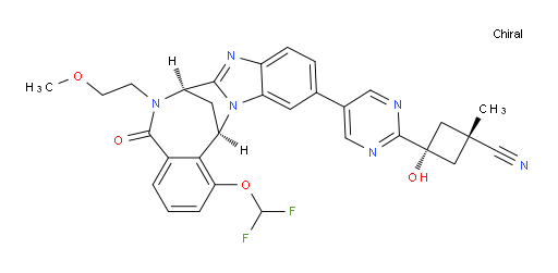 (1S,3s)-3-(5-((7R,14R)-1-(difluoromethoxy)-6-(2-methoxyethyl)-5-oxo-5,6,7,14-tetrahydro-7,14-methanobenzo[f]benzo[4,5]imidazo[1,2-a][1,4]diazocin-11-yl)pyrimidin-2-yl)-3-hydroxy-1-methylcyclobutanecarbonitrile