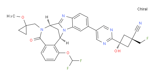 (1R,3r)-3-(5-((7R,14R)-1-(difluoromethoxy)-6-((1-methoxycyclopropyl)methyl)-5-oxo-5,6,7,14-tetrahydro-7,14-methanobenzo[f]benzo[4,5]imidazo[1,2-a][1,4]diazocin-11-yl)pyrimidin-2-yl)-1-(fluoromethyl)-3-hydroxycyclobutanecarbonitrile