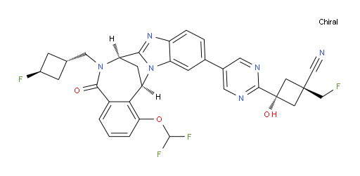 (1R,3r)-3-(5-((7R,14R)-1-(difluoromethoxy)-6-(((1r,3R)-3-fluorocyclobutyl)methyl)-5-oxo-5,6,7,14-tetrahydro-7,14-methanobenzo[f]benzo[4,5]imidazo[1,2-a][1,4]diazocin-11-yl)pyrimidin-2-yl)-1-(fluoromethyl)-3-hydroxycyclobutanecarbonitrile