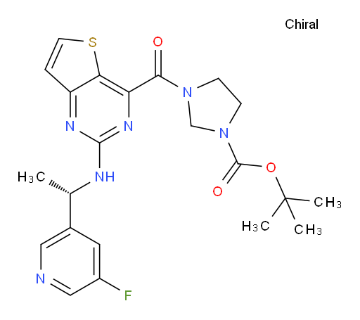 (S)-tert-butyl 3-(2-((1-(5-fluoropyridin-3-yl)ethyl)amino)thieno[3,2-d]pyrimidine-4-carbonyl)imidazolidine-1-carboxylate