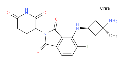4-(((1s,3s)-3-amino-3-methylcyclobutyl)amino)-2-(2,6-dioxopiperidin-3-yl)-5-fluoroisoindoline-1,3-dione