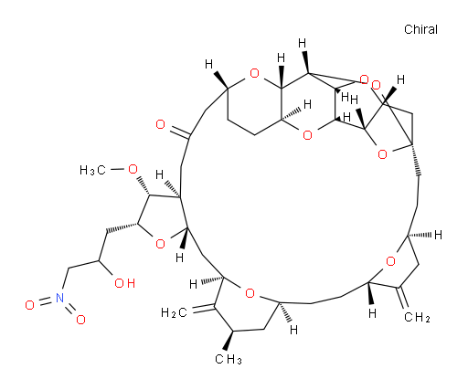 (2R,3R,3aS,7R,8aS,9S,10aR,11S,12R,13aR,13bS,15S,18S,21S,24S,26R,28R,29aS)-Hexacosahydro-2-(2-hydroxy-3-nitropropyl)-3-methoxy-26-methyl-20,27-bis(methylene)-11,15:18,21:24,28-triepoxy-7,9-ethano-12,15-methano-9H,15H-furo[3,2-i]furo[2′,3′:5,6]pyrano[4,3-b][1,4]dioxacyclopentacosin-5(4H)-one (ACI)
