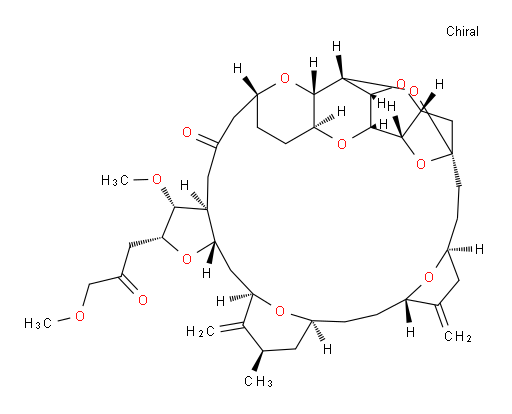 (2R,3R,3aS,7R,8aS,9S,10aR,11S,12R,13aR,13bS,15S,18S,21S,24S,26R,28R,29aS)-Hexacosahydro-3-methoxy-2-(3-methoxy-2-oxopropyl)-26-methyl-20,27-bis(methylene)-11,15:18,21:24,28-triepoxy-7,9-ethano-12,15-methano-9H,15H-furo[3,2-i]furo[2′,3′:5,6]pyrano[4,3-b][1,4]dioxacyclopentacosin-5(4H)-one (ACI)