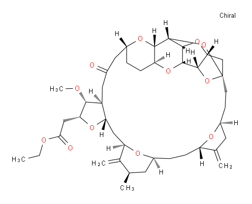 Ethyl (2R,3R,3aS,7R,8aS,9S,10aR,11S,12R,13aR,13bS,15S,18S,21S,24S,26R,28R,29aS)-octacosahydro-3-methoxy-26-methyl-20,27-bis(methylene)-5-oxo-11,15:18,21:24,28-triepoxy-7,9-ethano-12,15-methano-9H,15H-furo[3,2-i]furo[2′,3′:5,6]pyrano[4,3-b][1,4]dioxacyclopentacosin-2-acetate (ACI)