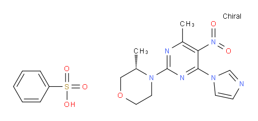 Morpholine, 4-[4-(1H-imidazol-1-yl)-6-methyl-5-nitro-2-pyrimidinyl]-3-methyl-, (3S)-, benzenesulfonate (1:1) (ACI)