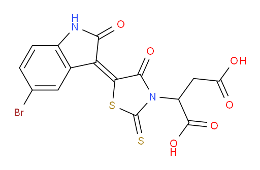 2-[5-(5-Bromo-1,2-dihydro-2-oxo-3H-indol-3-ylidene)-4-oxo-2-thioxo-3-thiazolidinyl]butanedioic acid (ACI)