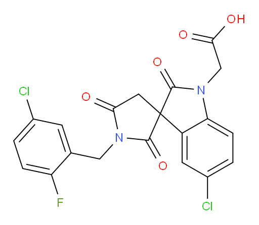 5-Chloro-1′-[(5-chloro-2-fluorophenyl)methyl]-2,2′,5′-trioxospiro[3H-indole-3,3′-pyrrolidine]-1(2H)-acetic acid (ACI)