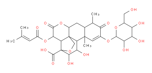 Picras-1-en-21-oic acid, 13,20-epoxy-2-(β-D-glucopyranosyloxy)-11,12-dihydroxy-15-[(3-methyl-1-oxo-2-butenyl)oxy]-3,16-dioxo-, (11β,12α,15β)- (9CI)