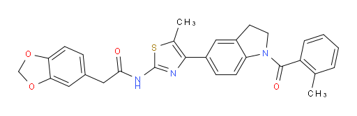 N-[4-[2,3-Dihydro-1-(2-methylbenzoyl)-1H-indol-5-yl]-5-methyl-2-thiazolyl]-1,3-benzodioxole-5-acetamide (ACI)