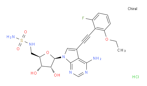 7H-Pyrrolo[2,3-d]pyrimidin-4-amine, 7-[5-[(aminosulfonyl)amino]-5-deoxy-β-D-ribofuranosyl]-5-[2-(2-ethoxy-6-fluorophenyl)ethynyl]-, hydrochloride (1:1) (ACI)