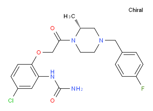 (2R)-1-[[[4-Chloro-2-(ureido)phenoxy]methyl]carbonyl]-2-methyl-4-(4-fluorobenzyl)piperazine
