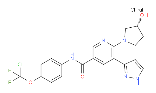 N-[4-(Chlorodifluoromethoxy)phenyl]-6-[(3R)-3-hydroxy-1-pyrrolidinyl]-5-(1H-pyrazol-3-yl)-3-pyridinecarboxamide