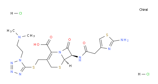 (6R,7R)-7-(2-(2-aminothiazol-4-yl)acetamido)-3-(((1-(2-(dimethylamino)ethyl)-1H-tetrazol-5-yl)thio)methyl)-8-oxo-5-thia-1-azabicyclo[4.2.0]oct-2-ene-2-carboxylic acid hydrochloride